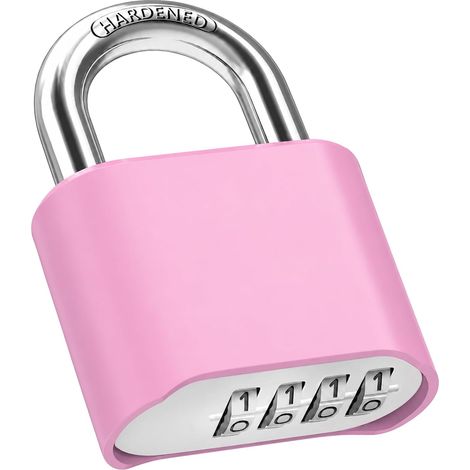 Cadenas Code 4 Chiffres, 8mm Loquet Cadenas Extérieur Etanche - Rose Robuste et Antivol, Anse en Acier Trempé, Roulettes à Chiffres Fluides, Réglage du Code Simple (1/5)
