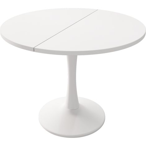Mesa de comedor extensible ovalada 100/140 x 100 x 75 cm blanca MDF y hierro (1/5)
