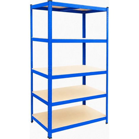 Relaxdays Heavy-duty storage rack, HWD: 180 x 100 x 40 cm, 875 kg, 5 shelves, basement, slot-in, blue/brown
