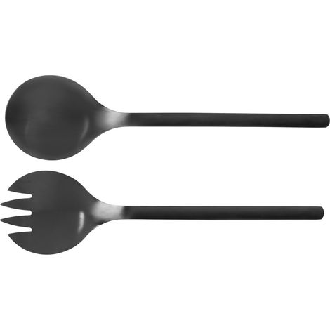 Lot de 2 couverts à salade - Fourchette à salade et cuillère de service en acier inoxydable avec finition mate - Surface de réception extra large - Accessoires de (1/4)