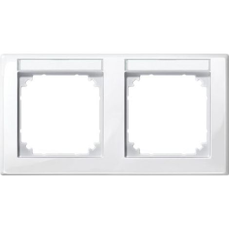 471219 PLAQUES DE FINITION M-SMART, 2 POSTES ÉTIQUETÉS, MONTAGE HORIZONTALE, BLANC BRILLANT