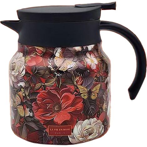 Carafe isolée, bouilloire à thé florale Carafe à café thermique en acier Pichet à eau chaude, carafe à café sous vide, infuseur intégré pour café et thé à la maison (1/5)