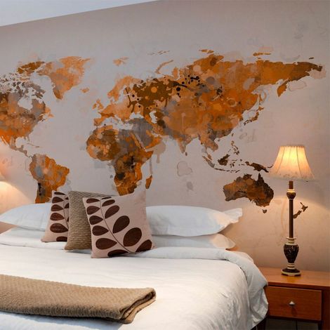 Papier peint monde dans les tons brun - 300 x 230 cm (1/4)