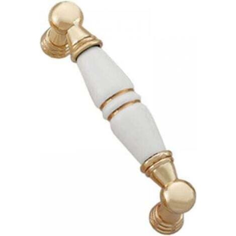 Set di 6 maniglie per mobili e armadi, realizzate in lega di zinco bianca e ceramica, per cassetti e pensili da cucina. (1/4)
