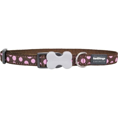 Collier chien Red Dingo Fantaisie marron à pois rose Taille : T2