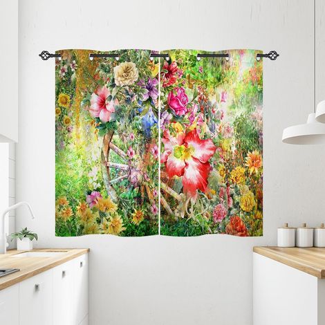 Rideau Occultant Aquarelle Plante Fleur Feuille Rideau Thermique Isolant Tenture Opaque à Oeillets Draperies Intérieurs pour Maison Chambre Salon 2 Panneaux L 60 x H 90 cm - 60L X 90H cm (2 Panneaux) (1/5)