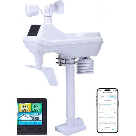 Station météo sans fil WiFi FT036A, unité externe 5 en 1 (Mesures : vitesse du vent, direction du vent, précipitations, température, humidité) (1/4)
