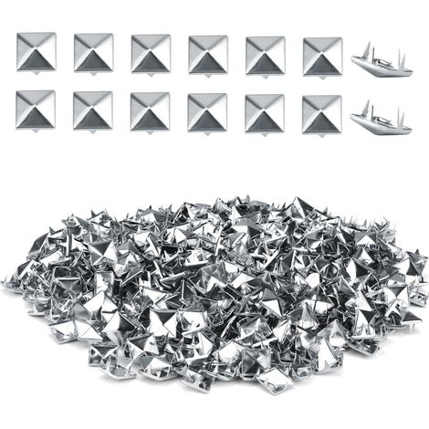 500 Pièces Rivets pour Cuir, Rivet Cuir, 10mm, Argent, 4 Griffes Métal Rivets, Galvanisés, Design Pyramidal, Fixation Solide, pour Sacs, Vêtements, Chaussures et Ceintures (1/5)