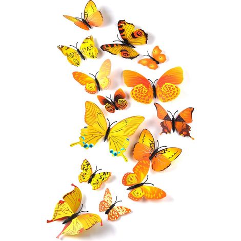 Sticker Papillon - 36 Pièces Autocollants Papillons 3D avec Aimant - Décoration Murale Chambre Femme - 6 à 12 cm (1/5)