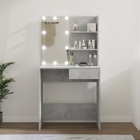 Coiffeuse,Table de Maquillage Moderne avec LED Gris béton 74,5x40x141 cm -BV38988 (1/5)