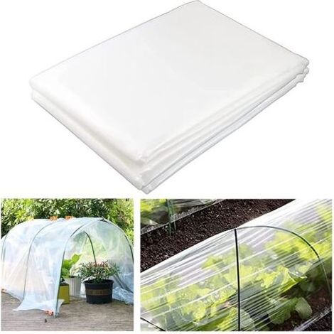 1 pièce de bâche de serre en polyéthylène blanc (2x3m), film de bâche en plastique transparent extra épais pour la protection des serres de plantes de jardin (1/4)
