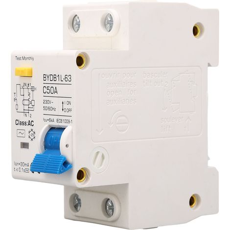 Disjoncteur différentiel monophasé (1P+N) 50 A 230 V CA pour rail DIN