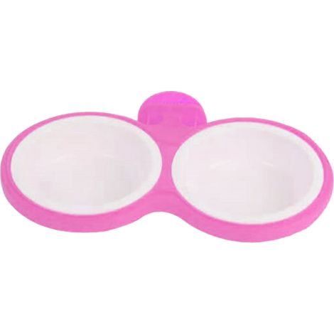 Gamelle suspendue fixe pour chien, cage de suspension renforcée et épaissie séparable, double gamelle en acier inoxydable pour animaux de compagnie (1/5)