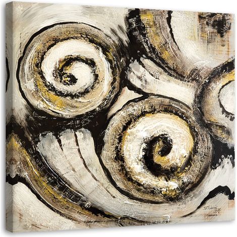 Tableau sur toile Abstraction Spirale Beige 60x60 (1/5)