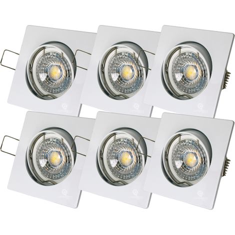 Lot de 6 Spot led carré blanc 230v 38° blanc chaud (1/4)