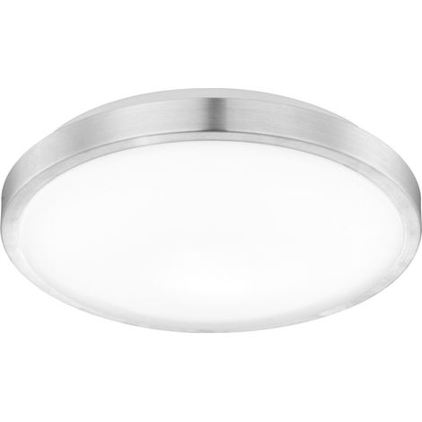 Plafonnier plafonnier lampe de salon lampe de chambre lampe de cuisine, couleur acier métal blanc opale, LED 12W 650Lm blanc chaud, DxH 30x8,8cm