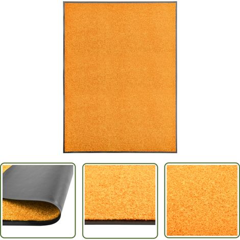 The Living Store Paillasson lavable Orange 90x120 cm - Tapis D'entrée - Paillasson Extérieur - Paillasson Intérieur - Tapis Absorbant - Tapis Lave-linge (1/5)