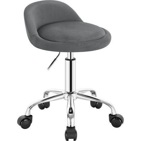 WOLTU Silla de Oficina Terciopelo Silla de Escritorio sin Brazos Silla Regulable en Altura 43-54.5cm con Ruedas y Respaldo Bajo Gris Oscuro