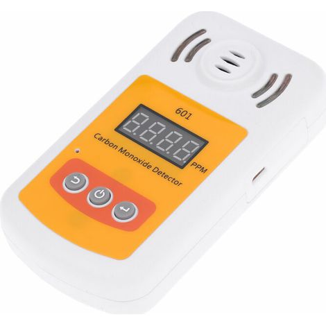 Mini Tragbarer Kohlenmonoxid-Detektor CO Gasmessgerät mit Ton- und Lichtalarm, Weiß & Gelb (1/5)