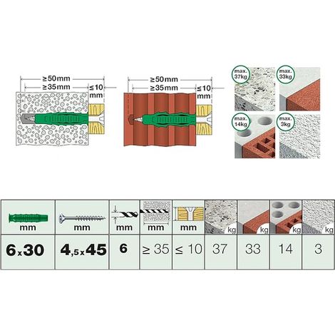 Kit de Fixation Vis 4,5x45 mm et Chevilles SD 6x30, T20 (1/4)