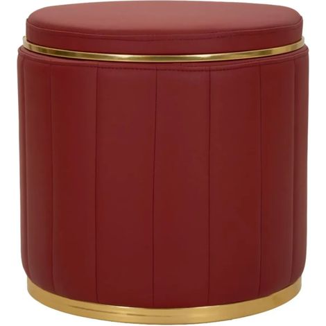 Pouf con Contenitore Similpelle Rosso Oro Moderno Soggiorno Camera (1/4)