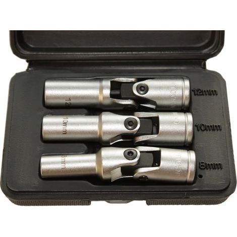Glühkerzenschlüssel, Gelenk 3/8 Zoll, 8 10 12 mm, Werkzeug mit Box (1/5)