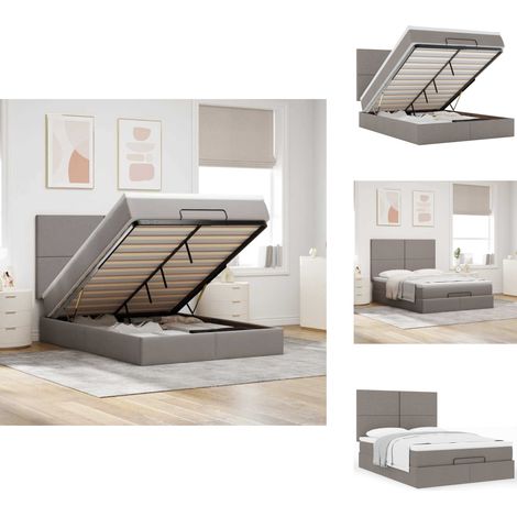 Ottoman-Bett mit Matratze Taupe 140x200 cm Stoff - Ottoman-Bett - Ottoman-Betten - Bettrahmen - Bettgestell (1/5)