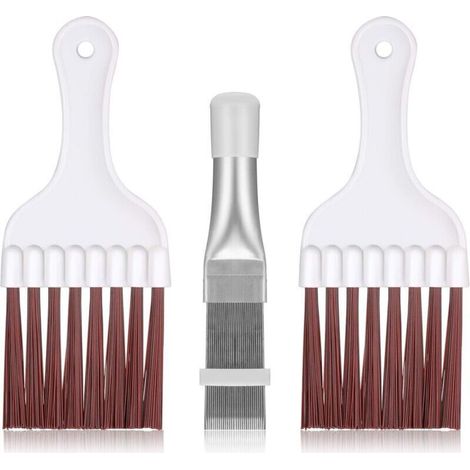 3 Pièces Brosse de Nettoyage pour Condenseur de Climatiseur, Nettoyeur d'Ailettes de Climatiseur en Acier Inoxydable, Brosse de Fouet de Nettoyage de Bobine de Réfrigérateur (1/4)