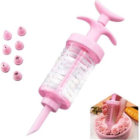 Artículos para repostería, Jeringa para manga pastelera, Pistola para decorar pasteles, Kit de manga pastelera para cupcakes, 15,6 x 6,4 cm, Rosa (1/5)