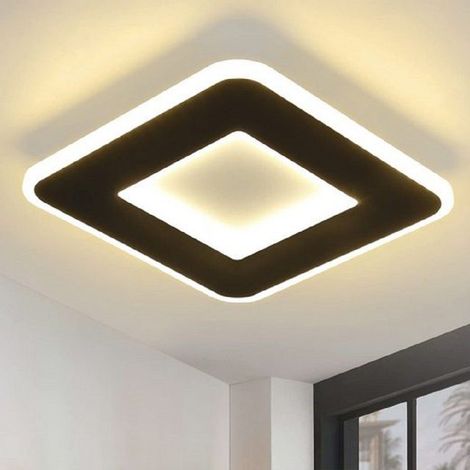 GBLY Deckenlampe Schlafzimmer LED Küchenlampe Deckenleuchte - deckenlampe flur Schwarz Warmweiß 24cm Modern Design Schlafzimmerlampe 23W Eckig Flur Deckenbeleuchtung für Wohnzimmer