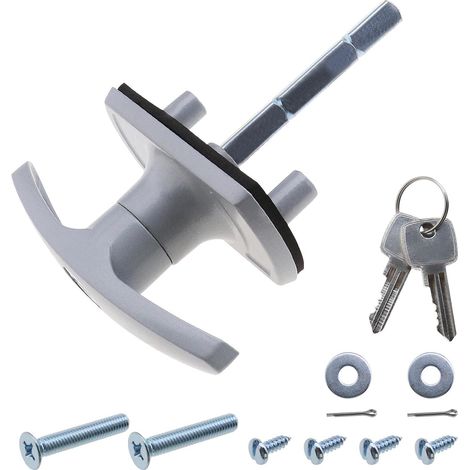 Silver T Garage Door Lock 75mm Shaft 35mm Fixing Spigots Compatible with Henderson