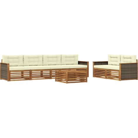 Conjunto de sofás de exterior con cojín 7 pcs Natural y Crema vidaXL (1/5)