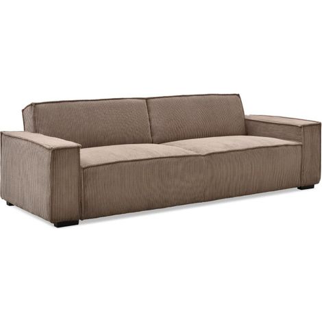 Canapé Convertible 3 Places Velours "Dudley" 230cm Taupe (1/5)