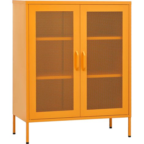 Maison Exclusive - Armadio portaoggetti Giallo Senape 80x35x101,5 cm Acciaio