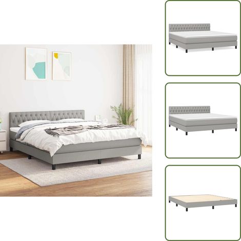 Cama de espaldas - vidaXL Cama box spring con colchón tela gris claro 180x200 cm - Cama de boca abajo