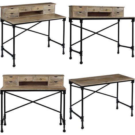 Schreibtisch Mangoholz Massiv und Stahl 110 x 50 x 96 cm - Mangoholz Schreibtisch - Vintage Schreibtisch - Industrieller Schreibtisch - Bürostuhl - Home Office - Home & Living (1/5)
