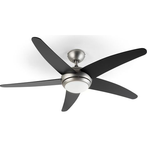 Klarstein – Ventilateur de plafond 134cm 55W télécommande – 5 pales en bois – Débit d'air 10 212 m³/h – Compatible Alexa et Google Home (1/5)
