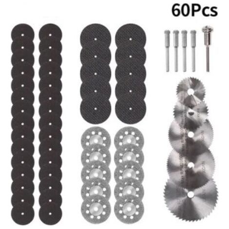 60 Pcs Mini Diamond Cutting Disc Mini Circular Saw Blade HSS Mini Cutting Disc for Wood Glass Plastic Metal Stone (1/5)