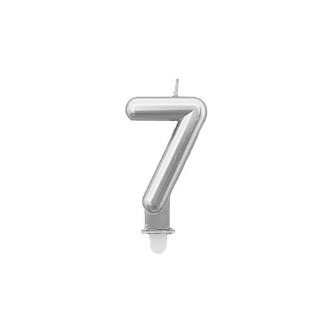 Vela plateada número "7"