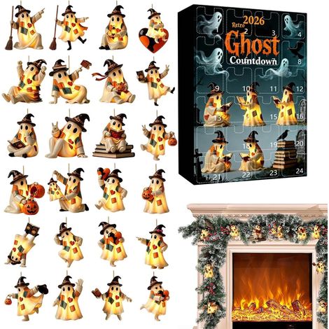 Calendrier De L'Avent Halloween Ornements Pendentifs Plats 2D Mignons  Décoration De Compte À Rebours Pour Halloween Pour Adultes Salon Ferme Maison Hantée (1/5)