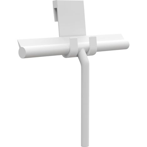 Raclette de douche avec support, 21 cm, pour nettoyer les vitres, les miroirs, le carrelage et les vitres de voiture, blanc