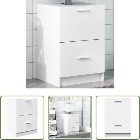 Armoire de salle de bain - Armoire d'évier blanc 40x37x59 cm bois d'ingénierie (1/5)