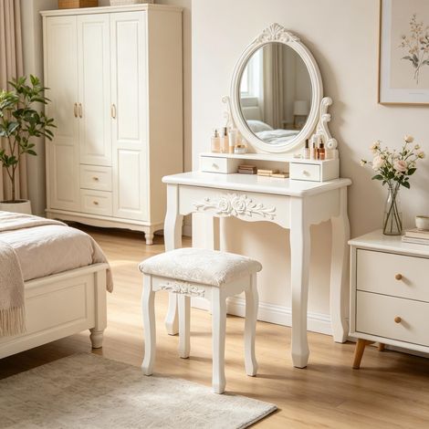 Tabouret de piano élégant, tabouret de coiffeuse au design vintage, tabouret de toilette rembourré, tabouret de chambre, tabouret à chaussures (uniquement avec 1 tabouret de coiffeuse)