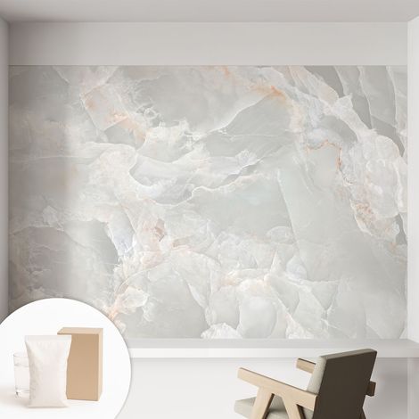 Papier peint intissé mural avec imprimé motifs uniques apparence moderne - Colle incluse gratuite Texture marbrée 152x104 cm (1/5)