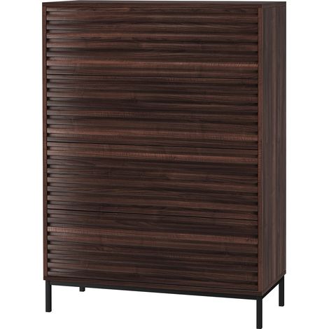 Celine-Commode à 4 tiroirs en aspect noyer