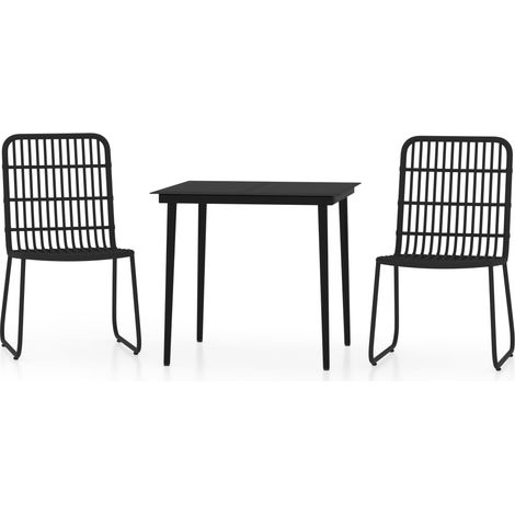 Ensemble de salle à manger de jardin meuble extérieur 3 pièces noir