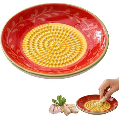 Râpe à Ail en Céramique - 1 Pièce - Design Éclaboussure - Broyeur Manuel Polyvalent - Cuisine Quotidienne - 11,8 cm Rouge et Blanc (1/5)