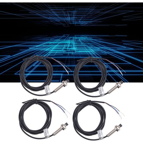 BERM® Vendu par lot de 4 BEM-LJ8A3-2-Z/AY Interrupteur de proximité inductif à boîtier métallique de 8 mm de diamètre PNP CC à trois fils, contact normalement fermé (NC), alimentation 6-36 V CC, dista (1/5)
