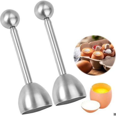 Set of 2 Stainless Steel Egg Openers, Egg Cutter, Egg Shell Opener, Egg Opener, Soft-Boiled Egg Cutter Tool (1/5)