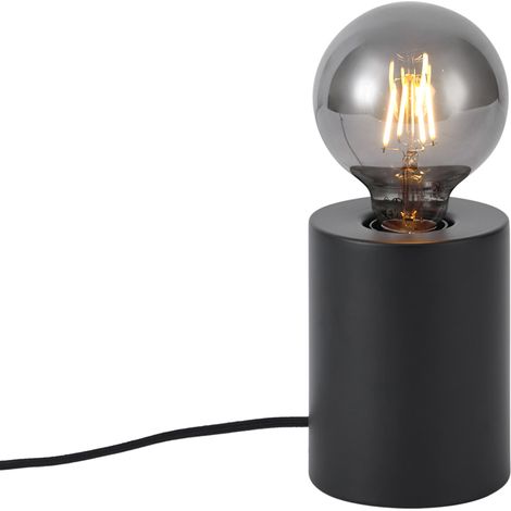 QAZQA Moderne Tischleuchte schwarz 13cm - Zylinder